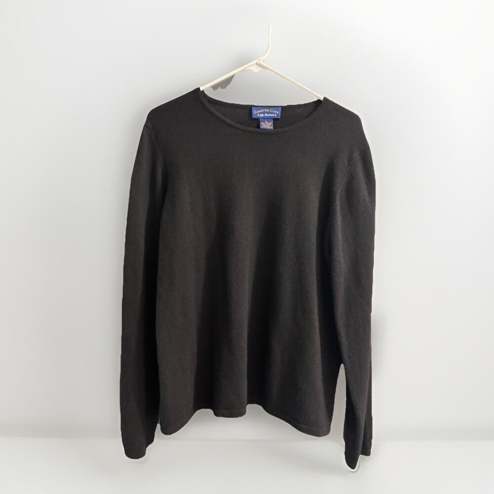 Charter Club 100% 2- Ply Cashmere XL Women’s pullover Black Crewneck Sweater